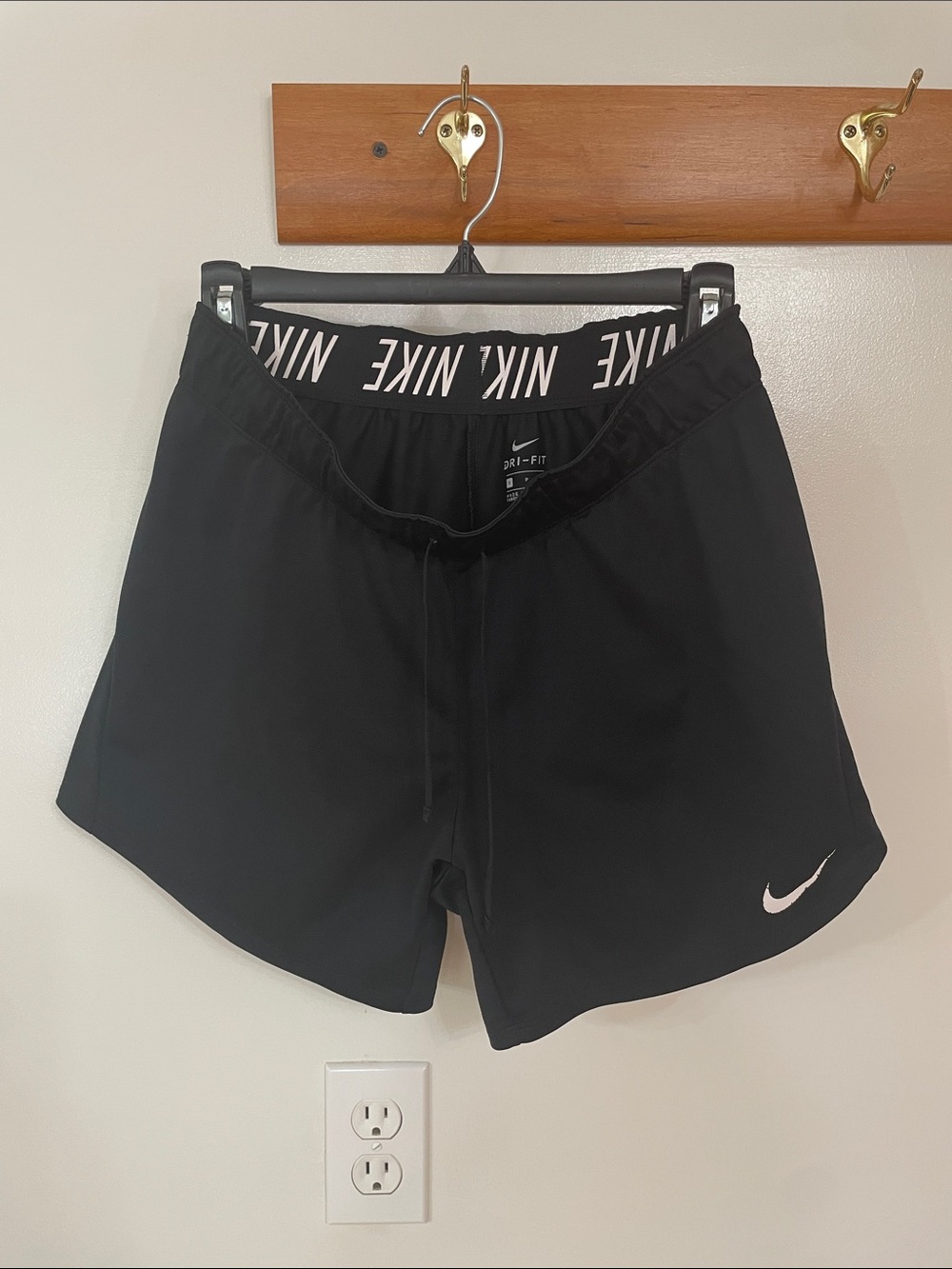 Nike Black Athletic Shorts with White Logo Waistband